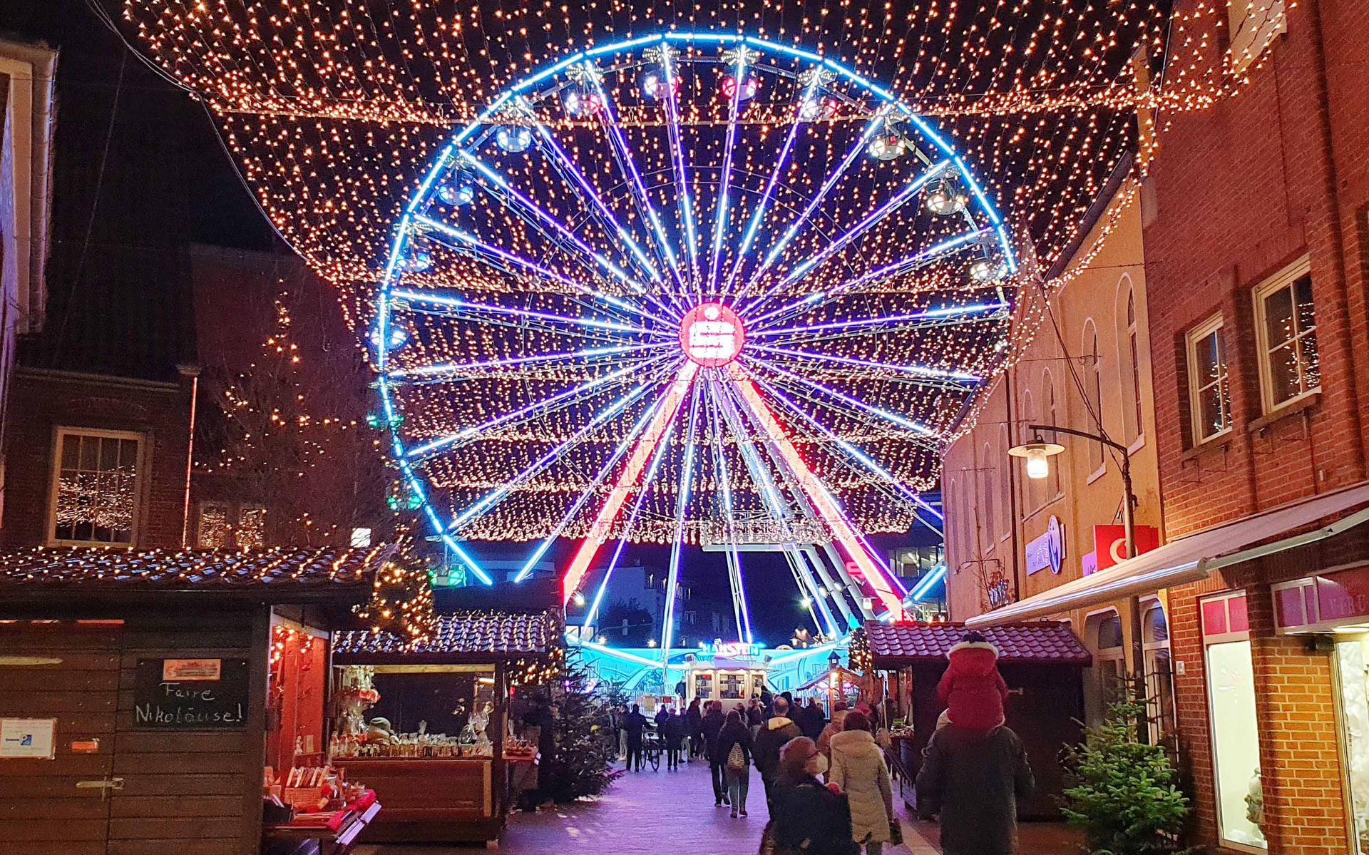 In het reuzenrad op de kerstmarkt in Meppen? In Emsland (Duitsland